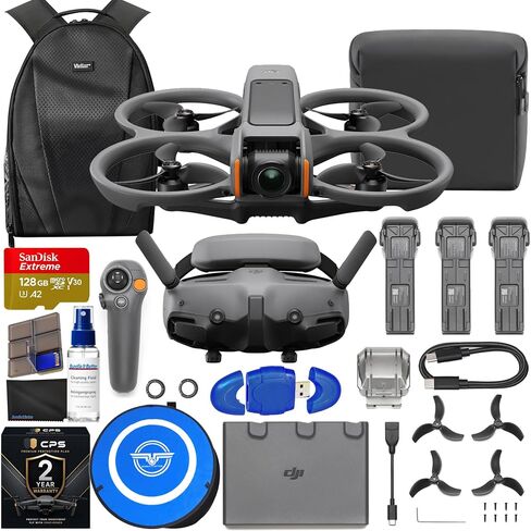 DJI Avata 2 FPV Drone with 3-Battery Fly More Combo 4K Video Bundle with 128GB Memory, Landing Pad, CPS 2 Year Warranty + More in Kuwait