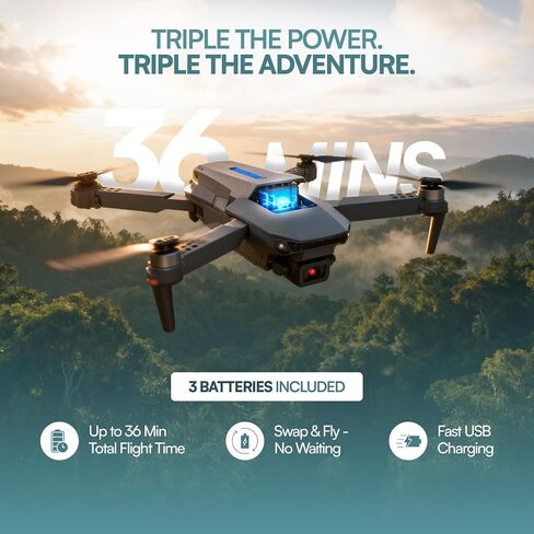 Falcon X 4K Drone with Built-In Screen Remote, Foldable FPV Quadcopter with Wide-Angle Camera, Carrying Case & 3 Batteries – Easy-to-Fly Drone for Beginners in Kuwait