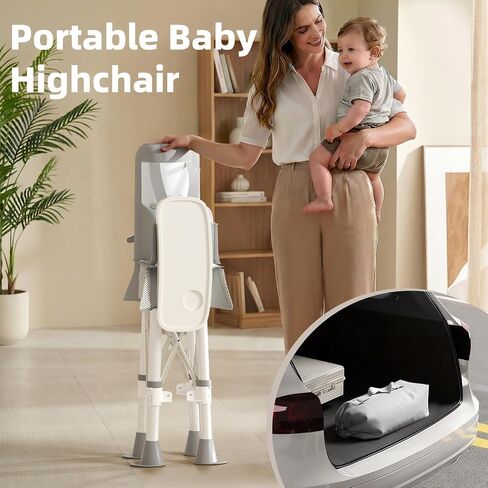 High Chair for Babies & Toddlers, Portable & Foldable Baby Feeding Chair with Removable Tray, Travel Highchair for Kitchen, Dining, Outdoors, Up to 33 lbs in Kuwait