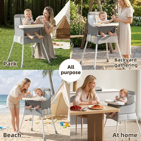 High Chair for Babies & Toddlers, Portable & Foldable Baby Feeding Chair with Removable Tray, Travel Highchair for Kitchen, Dining, Outdoors, Up to 33 lbs in Kuwait