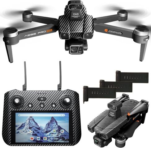 AE86ProMax+Drones with Camera for Adults 4K Video,Touch Screen Tablet Remote and 3-Axis Mechanical Gimbal, 5G Digital Transmission, 360° Laser Obstacle Avoidance, GPS Auto Return,Three 8000mAh 45 Mins Long Endurance, 500g Payload, Smart Follow Waypoint Fl in Kuwait