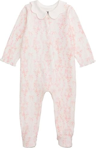 Mud Pie Baby Girl Floral Pink Scallop Sleeper in Kuwait