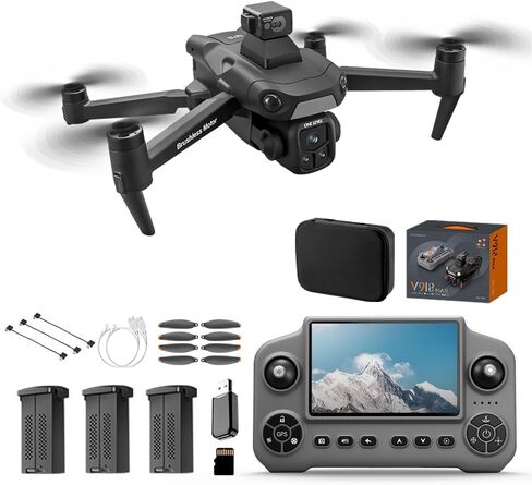 V918 GPS Drone with 8K Camera for Adults, RC Drones with 5 inch HD Screen | 60 Mins Flight Time, 3KM Control Range, 360° Obstacle Avoidance, Auto Return Follow Me, Foldable Quadcopter for Beginner Gift in Kuwait