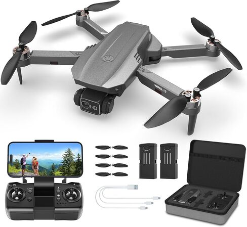 B12 Drone with Camera 4K, GPS Drone, Under 249g, RC Quadcopters with Follow Me. Brushless Motor, Smart Auto Return Home, Waypoint Fly, Lightweight and Foldable Quadcopters for Beginner in Kuwait