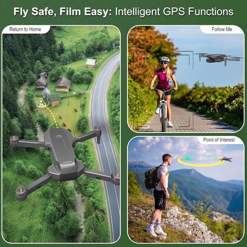 B12 Drone with Camera 4K, GPS Drone, Under 249g, RC Quadcopters with Follow Me. Brushless Motor, Smart Auto Return Home, Waypoint Fly, Lightweight and Foldable Quadcopters for Beginner in Kuwait