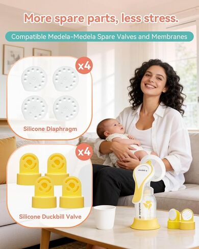 Replacement Valves and Membranes for Medela Breast Pumps (4-Pack) – BPA-Free Food-Grade Silicone Parts Compatible with Pump in Style, Swing, Lactina, Symphony, Harmony in Kuwait