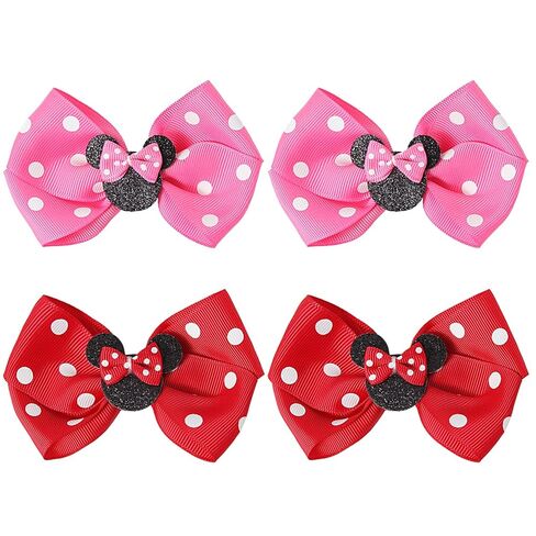 Hair Clip, Baby Girl Mouse Ears Hair Bows Clips, 4pcs Polka Dot Hair Accessory for Baby Kids Girls Women, Mice Hair Accessories for Glitter Party Princess Decoration Cosplay | Baby Girl Mouse Ears Hair Bows Clips Baby Hair Accessory Birthday Mouse Ear Hai in Saudi Arabia