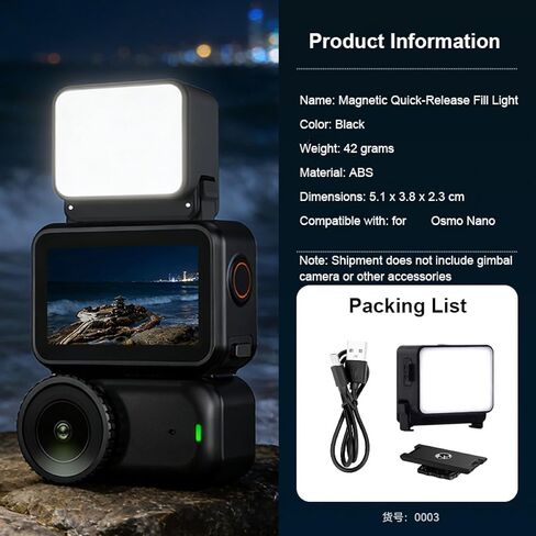 Mini Selfie Fill Light for DJI Osmo Nano,IPX4 Waterproof Quick Release Magnetic Portable Photography Supplementary Lighting for DJI Osmo Nano Shooting Accessories in Kuwait
