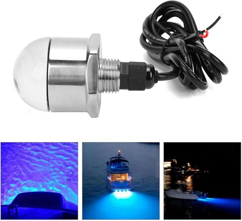 RiToEasysports Underwater Light Stainless Steel Drain Plug Light 12V Blue LED 1200LM 1 2 NPT Thread IP68 for Boat Yacht Pool Fishing in Kuwait