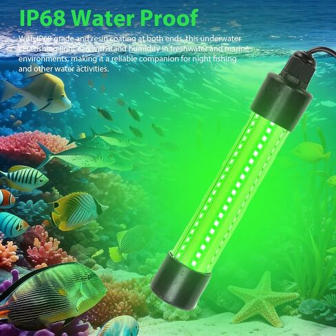 Asixxsix Underwater Fishing Light, IP68 Water Proof 1300LM 360 Illumination, LED Fish Light with 126 LED Beads Fit for 18V Battery, for Kayak Boat Dock in Kuwait