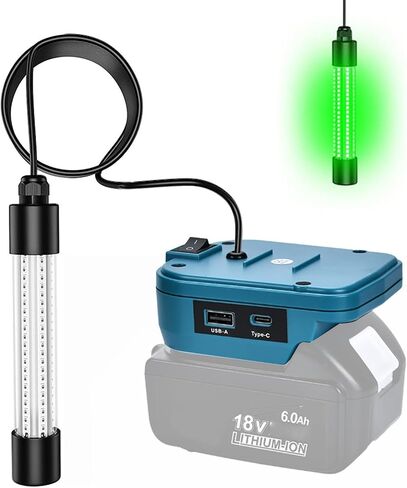 Asixxsix Underwater Fishing Light, IP68 Water Proof 1300LM 360 Illumination, LED Fish Light with 126 LED Beads Fit for 18V Battery, for Kayak Boat Dock in Kuwait