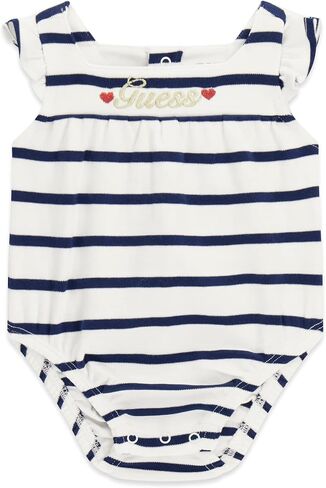 GUESS Baby Girls' Short Sleeve Yarn Dye Interlock Bodysuit in Kuwait