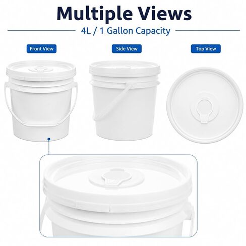 IMIKEYA Empty Wipes Bucket with Lid and Handle, 4L/1 Gallon, Sturdy Plastic | Refillable Wipes Container for Gyms Fitness Clubs Schools Offices and Commercial Facilities, White in Kuwait