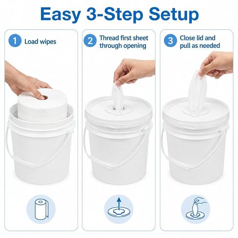 IMIKEYA Empty Wipes Bucket with Lid and Handle, 4L/1 Gallon, Sturdy Plastic | Refillable Wipes Container for Gyms Fitness Clubs Schools Offices and Commercial Facilities, White in Kuwait