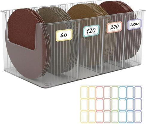 Sandpaper Holder and Storage Rack Combo Set - Pre-Assembled Design for 5-Inch Sanding Discs Storage Tools, Compact Organizer for Power Sander Accessories in Kuwait