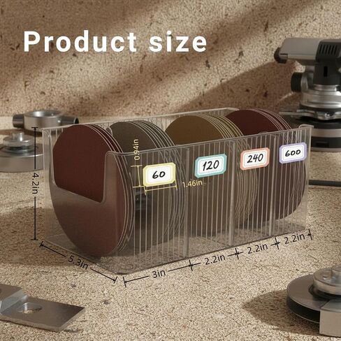 Sandpaper Holder and Storage Rack Combo Set - Pre-Assembled Design for 5-Inch Sanding Discs Storage Tools, Compact Organizer for Power Sander Accessories in Kuwait