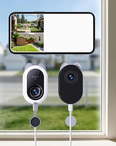BOTSLAB Dual-Lens 2.5K Window Camera, 2 Pack No Drill Cameras for Home Security, 5G&2.4GHz WiFi, TrueColor Night Vision Indoor Camera, Anti-Glare, Human Detection, 24/7 Recording, Easy & Quick Install in Kuwait