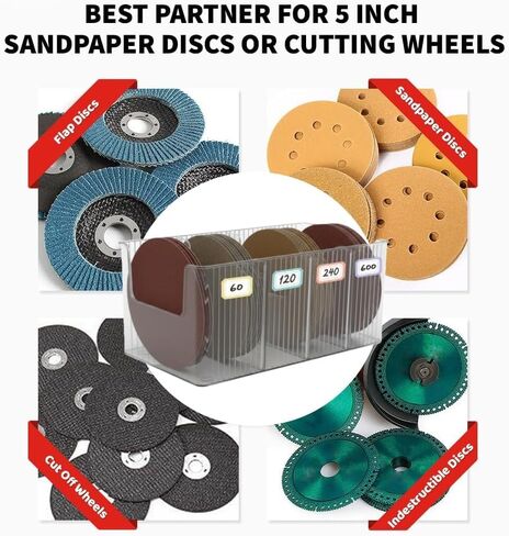 Sandpaper Holder and Storage Rack Combo Set - Pre-Assembled Design for 5-Inch Sanding Discs Storage Tools, Compact Organizer for Power Sander Accessories in Kuwait