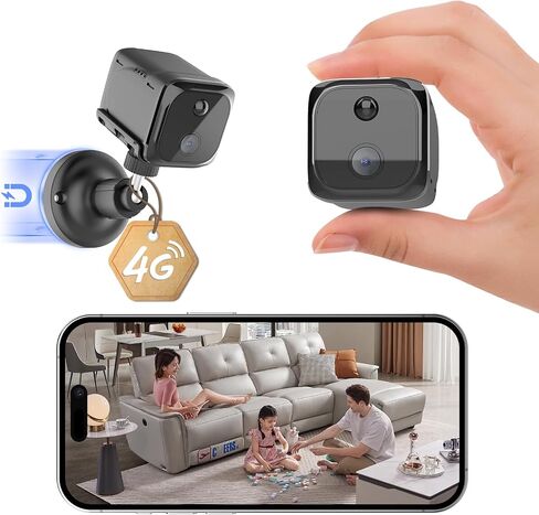 No WiFi Small Security Camera, 4G LTE Cellular Security Camera with 2K Live | Magnetic Surveillance Cam with Long Standby Battery, PIR Motion, Built-in SIM Card Camera for Apartment, Garage or Store in Kuwait