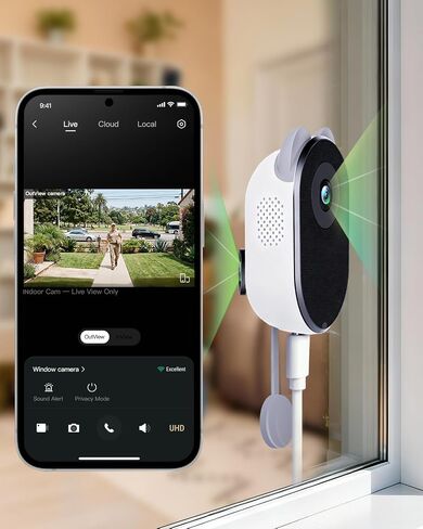 BOTSLAB Dual-Lens 2.5K Window Camera, 2 Pack No Drill Cameras for Home Security, 5G&2.4GHz WiFi, TrueColor Night Vision Indoor Camera, Anti-Glare, Human Detection, 24/7 Recording, Easy & Quick Install in Kuwait