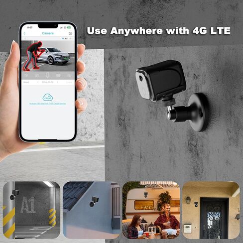 No WiFi Small Security Camera, 4G LTE Cellular Security Camera with 2K Live | Magnetic Surveillance Cam with Long Standby Battery, PIR Motion, Built-in SIM Card Camera for Apartment, Garage or Store in Kuwait