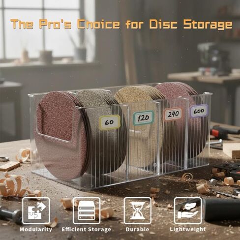 Sandpaper Holder and Storage Rack Combo Set - Pre-Assembled Design for 5-Inch Sanding Discs Storage Tools, Compact Organizer for Power Sander Accessories in Kuwait
