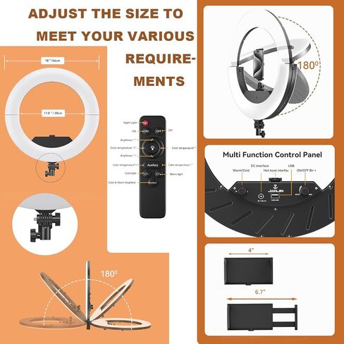 18 inch Ring Light Kit,55W,NO Wall Mount Triangle Boom Arm (18 inch) in Kuwait