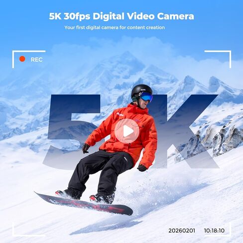 5K 72MP Digital Camera for Photography with 6X Optical Zoom, Upgraded Autofocus Vlogging Camera for YouTube with Flip Screen, 64GB Card, Anti-Shake, 2 Batteries, Compact Point and Shoot Digital Camera in Kuwait