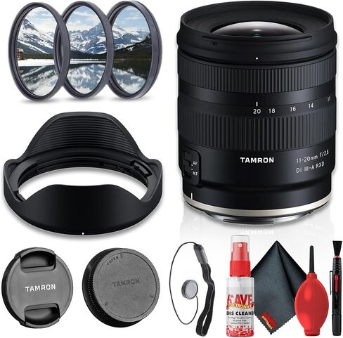 Tamron 11-20mm F2.8 Di III-A RXD Ultra Wide-Angle Zoom Lens for Canon RF APS-C Mirrorless Cameras, Fast Constant Aperture + Lens Filter Kit + Cleaning Kit + Cap Keeper (4pc Bundle) in Kuwait