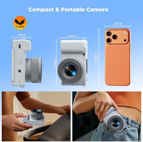 5K 72MP Digital Camera for Photography with 6X Optical Zoom, Upgraded Autofocus Vlogging Camera for YouTube with Flip Screen, 64GB Card, Anti-Shake, 2 Batteries, Compact Point and Shoot Digital Camera in Kuwait
