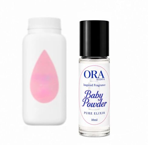 Baby Powder Roll-On Perfume Oil 10ml - Long Lasting Alcohol-Free Fragrance Oil, Travel Size Rollerball for Women & Men - Amberwood, Jasmine & Cedar Notes (1PCs) in Kuwait