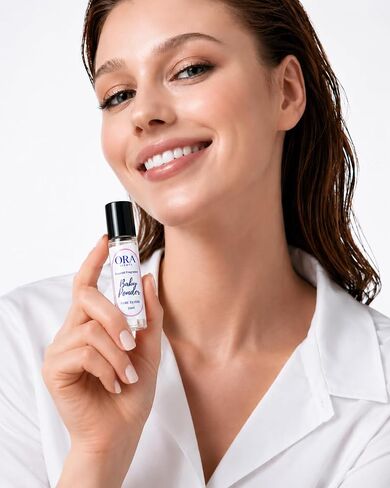 Baby Powder Roll-On Perfume Oil 10ml - Long Lasting Alcohol-Free Fragrance Oil, Travel Size Rollerball for Women & Men - Amberwood, Jasmine & Cedar Notes (1PCs) in Kuwait