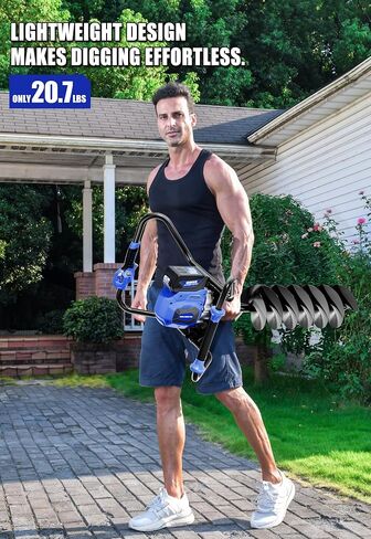 Wild Badger Power 40V Brushless Cordless Earth Auger, Electric Post Hole Digger for Fence Posts with Drill Bit 8'', for Garden & Plant, Battery and Charger Included in Kuwait