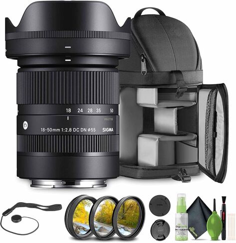Sigma 18-50mm f/2.8 DC DN Contemporary Sony E (MFR Part #585965) Bundle. Ideal for Professional Portraits Weddings Indoor/Outdoor Adventure, Wildlife, Travel and Photography use + Accessories in Kuwait