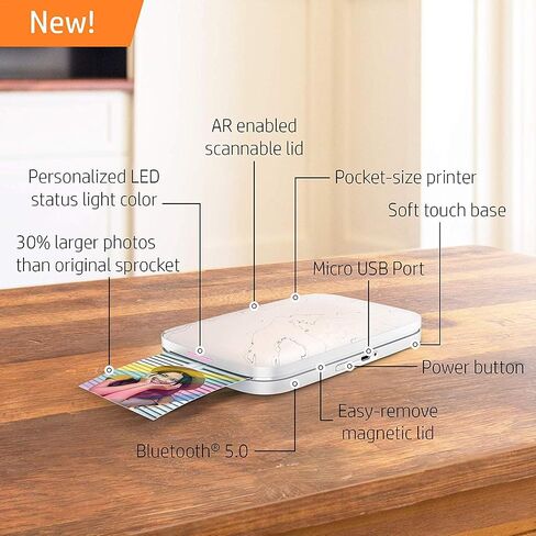 HP Sprocket Select Portable Photo Printer – Stylize Social Media Photos and Print 30% Larger Pictures on 2.3x3.4" Sticky-Backed Paper (5XH49A) in Kuwait