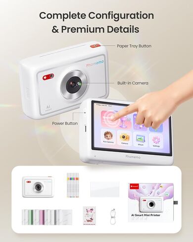 Phomemo P3M AI Printer, AI Mini Sticker Printer with 4 Smart Functions, Instant Print Tablet Studying Tools for DIY Fun, Mini Printers Sticker Maker, Tablet Sticker Maker Machine for Boys & Girls in Kuwait