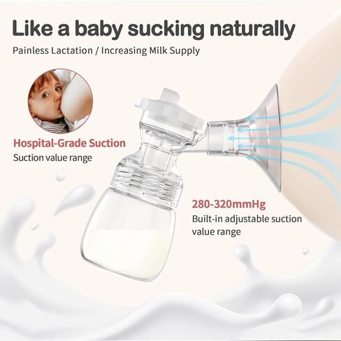Saglve Breast Pumps,Double Electric Breast Pump Portable 4 Modes & 9 Levels | 320mmHg Strong Suction,10 Breastmilk Storage Bags,2 Size Flanges,LED Display,Rechargeable Portable Pump Breastfeeding in Kuwait