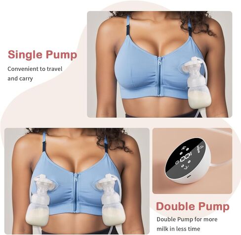 Saglve Breast Pumps,Double Electric Breast Pump Portable 4 Modes & 9 Levels | 320mmHg Strong Suction,10 Breastmilk Storage Bags,2 Size Flanges,LED Display,Rechargeable Portable Pump Breastfeeding in Kuwait