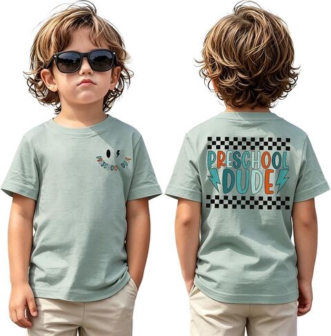 CM C&M WODRO Toddler Boy First Day of School Shirt Preschool Dude T-Shirt Kid Back to School Outfit Cute Summer Tee Tops 3-4T in Kuwait