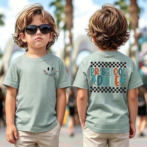 CM C&M WODRO Toddler Boy First Day of School Shirt Preschool Dude T-Shirt Kid Back to School Outfit Cute Summer Tee Tops 3-4T in Kuwait