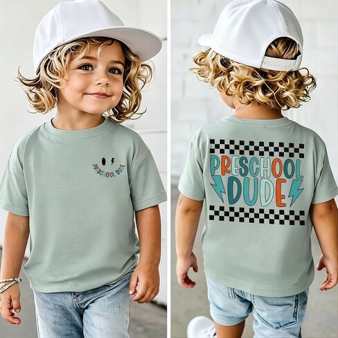 CM C&M WODRO Toddler Boy First Day of School Shirt Preschool Dude T-Shirt Kid Back to School Outfit Cute Summer Tee Tops 3-4T in Kuwait