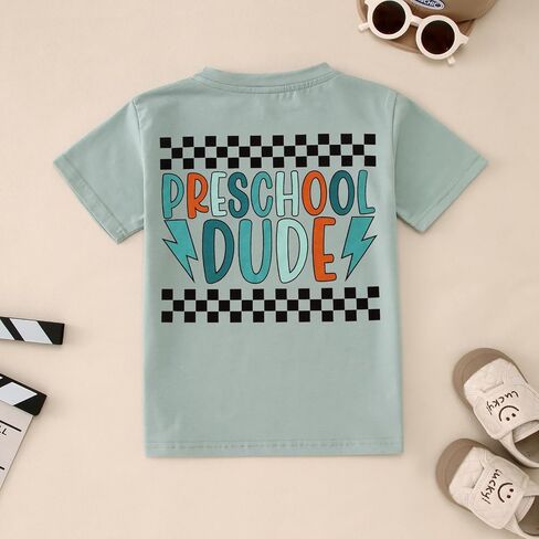 CM C&M WODRO Toddler Boy First Day of School Shirt Preschool Dude T-Shirt Kid Back to School Outfit Cute Summer Tee Tops 3-4T in Kuwait