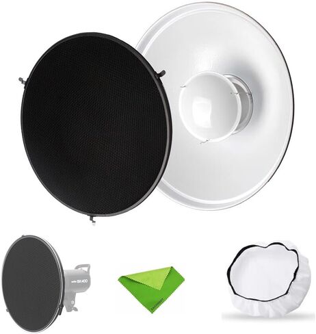 Godox 16.5inch/42cm White Beauty Dish, Bowens Mount Reflector w/Honeycomb and White Diffuser, Light Modifier for Bowens Mount Strobe Studio Flash Monolight for Godox SK400II, AD600Pro, AD600BM, MS300 in Kuwait