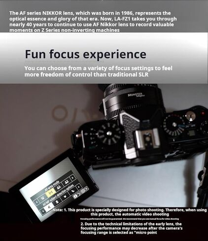 MonsterAdapter LA-FZ1 Auto Focus Adapter Compatible with Nikon F-Mount Lenses to Nikon Z-Mount Cameras Adapter with AF Motor Built-in (FW v1.2) in Kuwait