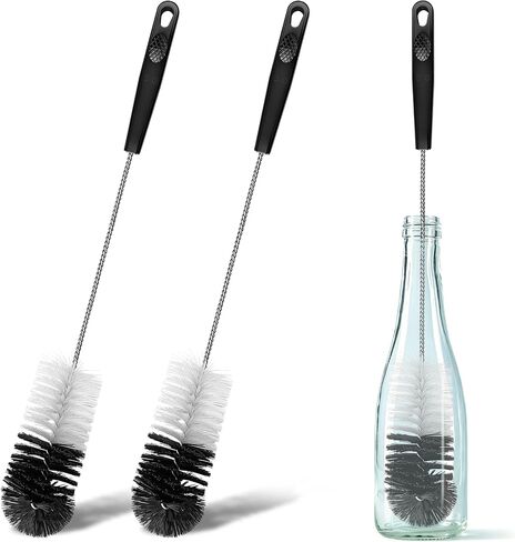 2 Pcs Bottle Brushes Set, 17 Inches Long Thin Flexible Bendable Flexible Cleaner for Narrow Neck Bottles, Water/Wine/Beer/Baby Bottles, Pipes, Tubes, Hoses, Teapots - Bendable & Dishwasher in Kuwait