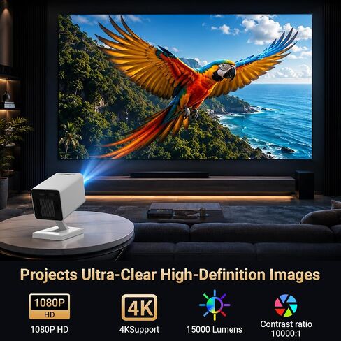 【Built-in APPS】Mini Projector With Wifi And Bluetooth, 1080P 4K Support Portable Projector, Movie Projector for Bedroom, Compatible with Smartphones/TV Stick/iPad/PS5/Laptop/HDMI/USB in Kuwait