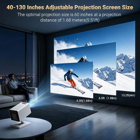 【Built-in APPS】Mini Projector With Wifi And Bluetooth, 1080P 4K Support Portable Projector, Movie Projector for Bedroom, Compatible with Smartphones/TV Stick/iPad/PS5/Laptop/HDMI/USB in Kuwait