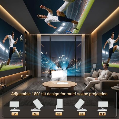 【Built-in APPS】Mini Projector With Wifi And Bluetooth, 1080P 4K Support Portable Projector, Movie Projector for Bedroom, Compatible with Smartphones/TV Stick/iPad/PS5/Laptop/HDMI/USB in Kuwait