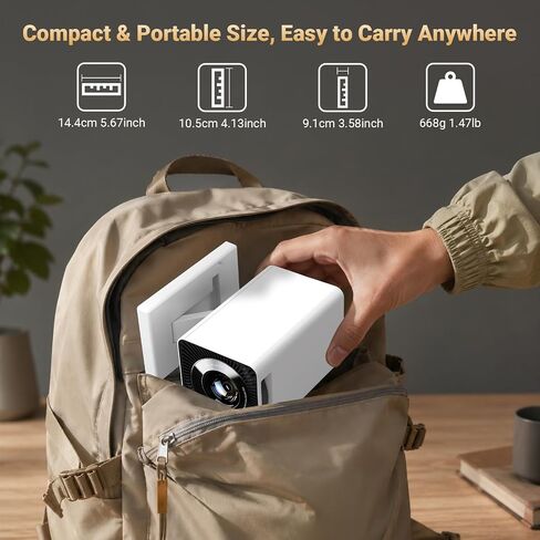 【Built-in APPS】Mini Projector With Wifi And Bluetooth, 1080P 4K Support Portable Projector, Movie Projector for Bedroom, Compatible with Smartphones/TV Stick/iPad/PS5/Laptop/HDMI/USB in Kuwait