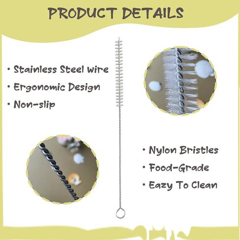 Straw Brush Cleaner for Baby Bottles,Stanley Straw Cleaner Brush 8 inch for 20oz Stanley Mugs, Straw Cleaner Brush Extra Long 12-inch,Straw Cleaner with 304 Stainless Steel Wire(8 Pack). in Kuwait